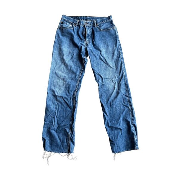 Levi's 506 Womens Mid Wash High Rise Straight Leg Rae Cut Off Hem Jeans Size 33 - Picture 1 of 8